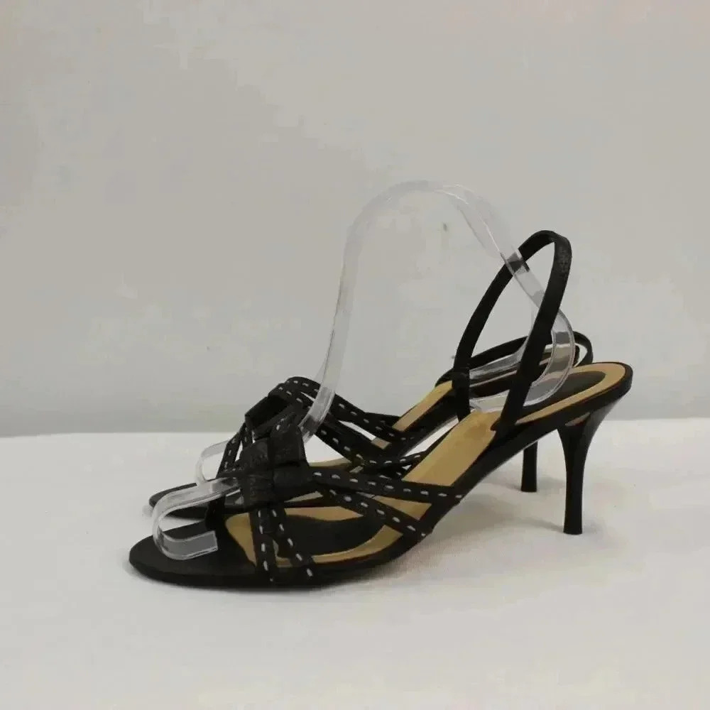 Bottega Venetta choc leather strap kitten heels size 40 - Picture 9 of 16